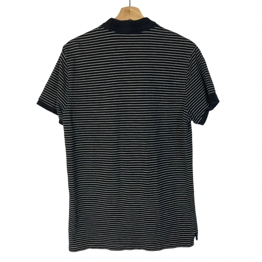 J. Crew Slim Striped Pique Polo Navy Blue &‎ White Stripe Short Sleeve Polo L